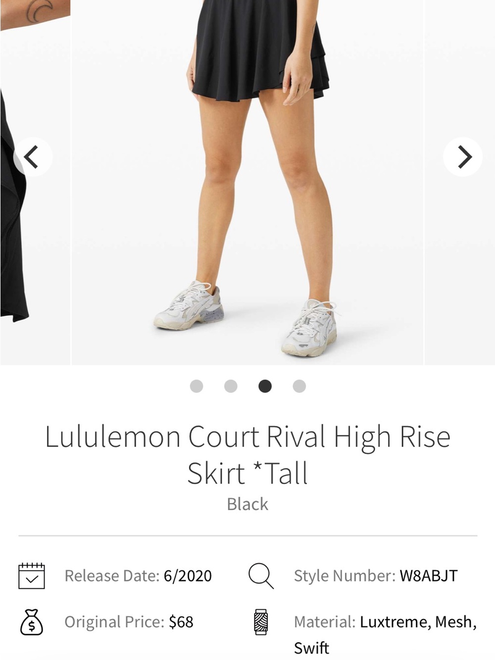 lululemon athletica Black Skater Tennis Skirt